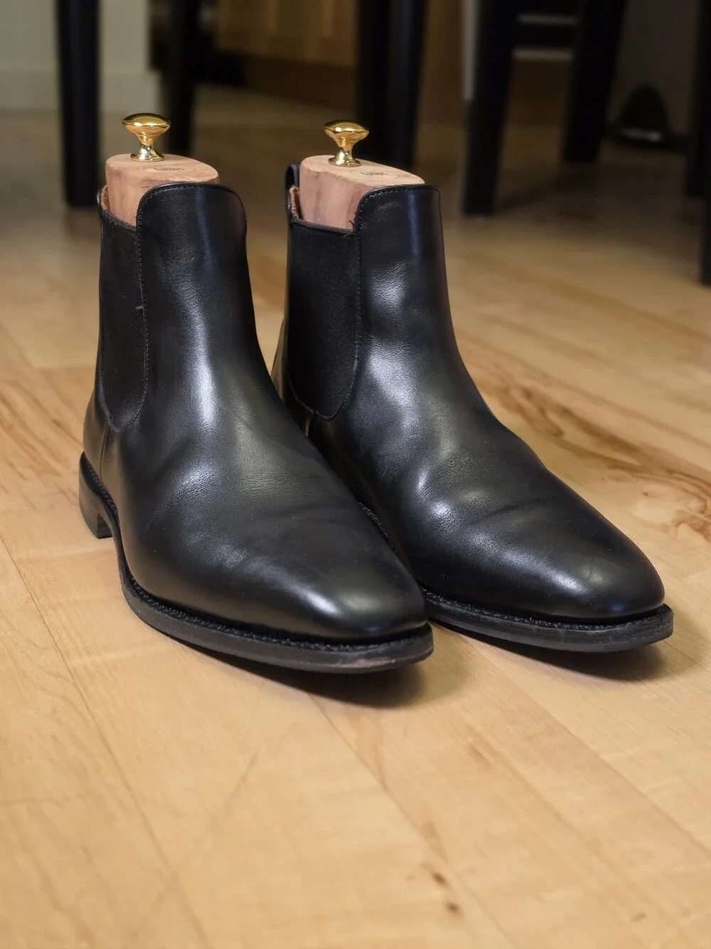 Allen Edmonds Liverpool Chelsea Boots Black Leather 7.5 EEE Wide USA w/ Box